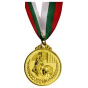 Football medal MAXIMA, 5 cm, with tricolor ribbon, for first place /00015001/