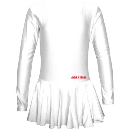 Детско трико с дълъг ръкав и поличка MAXIMA, Подходящо за гимнастика, балет и танци, Бяло, Размер 2XL /40042108/