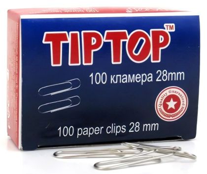 Кламери TIPTOP, 28 мм, 100 броя в кутия /130008/