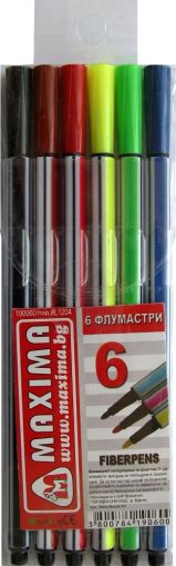 Флумастери 6 цвята 17см MAXIMA големи /190060/