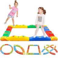 Комбинирана цветна пътека за баланс MAXIMA, С 8 прави, 8 извити големи платформи и 4 малки платформи /500956/