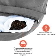 Възглавница за медитация полумесец (полузафу) MAXIMA, 40x26x15 см, Сив /30008201/