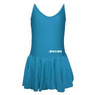 Children's dance (ballet) leotard MAXIMA with thin straps and skirt, Blue, size XL /40042614/