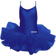 Children's dance (ballet) leotard MAXIMA with ties and tutu skirt, Dark Blue, size 4XL /40043534/