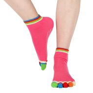 Yoga socks MAXIMA, with colorful toes, Dark Pink /40073006/
