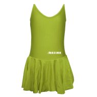 Children's dance (ballet) leotard MAXIMA with thin straps and skirt, Electric Green, size 4XL /40042608/