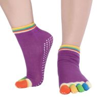 Yoga socks MAXIMA, with colorful toes, Dark Purple /40073005/