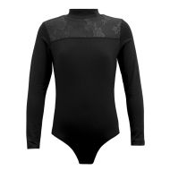 Children's leotard MAXIMA with lace panel, Black, height 140 cm /40044030/