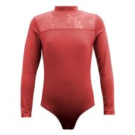 Children's leotard MAXIMA with lace panel, Red, height 110 cm /40044023/