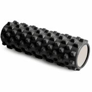Foam roller for Pilates and yoga MAXIMA, 45 x 12 cm, with massage grooves, Black /30004603N/