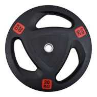 Weight plate MAXIMA 20 kg, for bars ø25-28 mm, rubberized with metal ring and handles /310565/