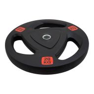 Weight plate MAXIMA 20 kg, for bars ø25-28 mm, rubberized with metal ring and handles /310565/