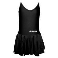 Children's dance (ballet) leotard MAXIMA with thin straps and skirt, Black, size 2XL /40042628/