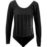 Children's velvet leotard MAXIMA, Black, height 130 cm /40044118/