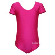 Children's short-sleeve leotard MAXIMA, suitable for gymnastics, ballet and dance, Cyclamen, size 6XL /40042424/