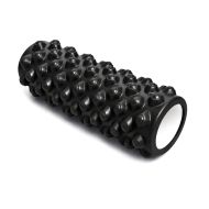 Foam roller for Pilates and yoga MAXIMA, with textured surface for massages, 33 x 12 cm, Black /30003102N/