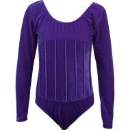 Children's velvet leotard MAXIMA, Lilac, height 160 cm /40044104/