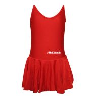 Children's dance (ballet) leotard MAXIMA with thin straps and skirt, Red, size 5XL /40042626/