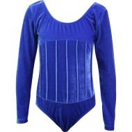 Children's velvet leotard MAXIMA, Blue, height 150 cm /40044112/