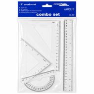 Drawing set, 4 pieces – ruler, 2 set squares and protractor /150505/