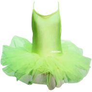 Children's dance (ballet) leotard MAXIMA with ties and tutu skirt, Electric Green, size 5XL /40043515/
