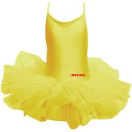 Children's dance (ballet) leotard MAXIMA with ties and tutu skirt, Yellow, size XL /40043506/