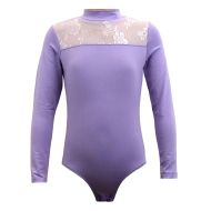 Children's leotard MAXIMA with lace panel, Lilac, height 110 cm /40044005/