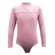Children's leotard MAXIMA with lace panel, Pink, height 160 cm /40044016/