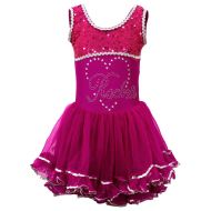 Children's dance (ballet) leotard with wide straps and sequins, Cyclamen, size XL /40043202/