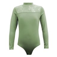 Children's leotard MAXIMA with lace panel, Green, height 120 cm /40044002/