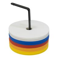 Set of flat round markers MAXIMA, Ø15 cm, 30 pieces, 5 colors, with holder /300202/