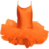 Children's dance (ballet) leotard MAXIMA with ties and tutu skirt, Orange, size 4XL /40043550/