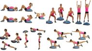 Полутопка за баланс BOSU BALL, 58.5 см, С твърда основа и ластици, Син /31067103/