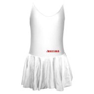 Children's dance (ballet) leotard MAXIMA with thin straps and skirt, White, size XL /40042601/