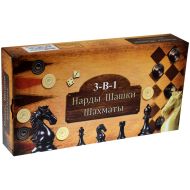 Шах, дама и табла 3 в 1 MAXIMA, Фурнир с интарзия, 29 см, Фигури 2.7 - 5.4 см /270769/