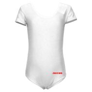 Children's short-sleeve leotard MAXIMA, suitable for gymnastics, ballet and dance, White, size 5XL /40042405/