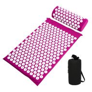 Acupressure massage mat set with pillow MAXIMA, Raspberry red /30001003/