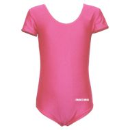 Children's short-sleeve leotard MAXIMA, suitable for gymnastics, ballet and dance, Pink, size 5XL /40042411/