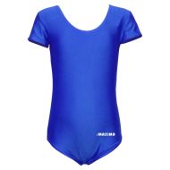Children's short-sleeve leotard MAXIMA, suitable for gymnastics, ballet and dance, Blue, size 3XL /40042415/