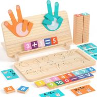 Wooden counting board with fingers, educational toy for counting /150867/