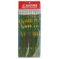 Graphite pencils HB with eraser, set of 10 with pictures /120001/
