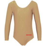 Детско трико с дълъг ръкав MAXIMA, Подходящо за гимнастика, балет и танци, Бежово, 5XL /40042005/