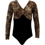 Гимнастическо трико с дълъг ръкав и платка с модерна щампа, Размер M /40043301/