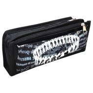 Ученически несесер с 2 основни отделения и 1 джоб TIP TOP, 21х9х6 см, Черен с бял /15075107/