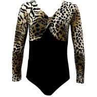 Гимнастическо трико с дълъг ръкав и платка с модерна щампа, Размер L /40043302/