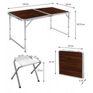 Сгъваема маса за къмпинг MAXIMA, С 4 стола и отвор за чадър, Кафява /60021002/